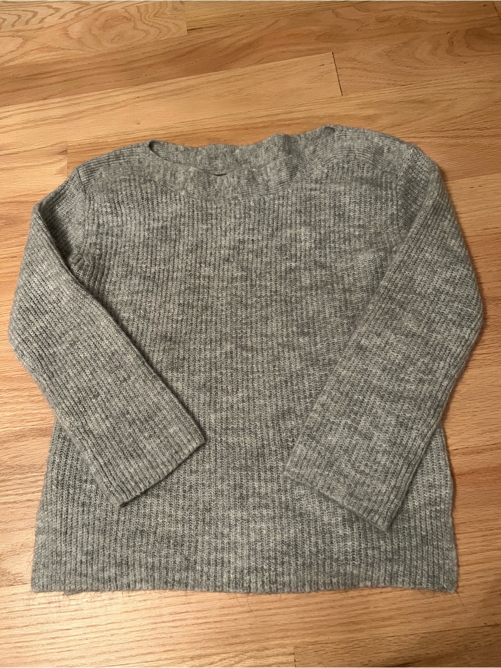 Leith Heather Gray Ribbed Crew Neck Sweater